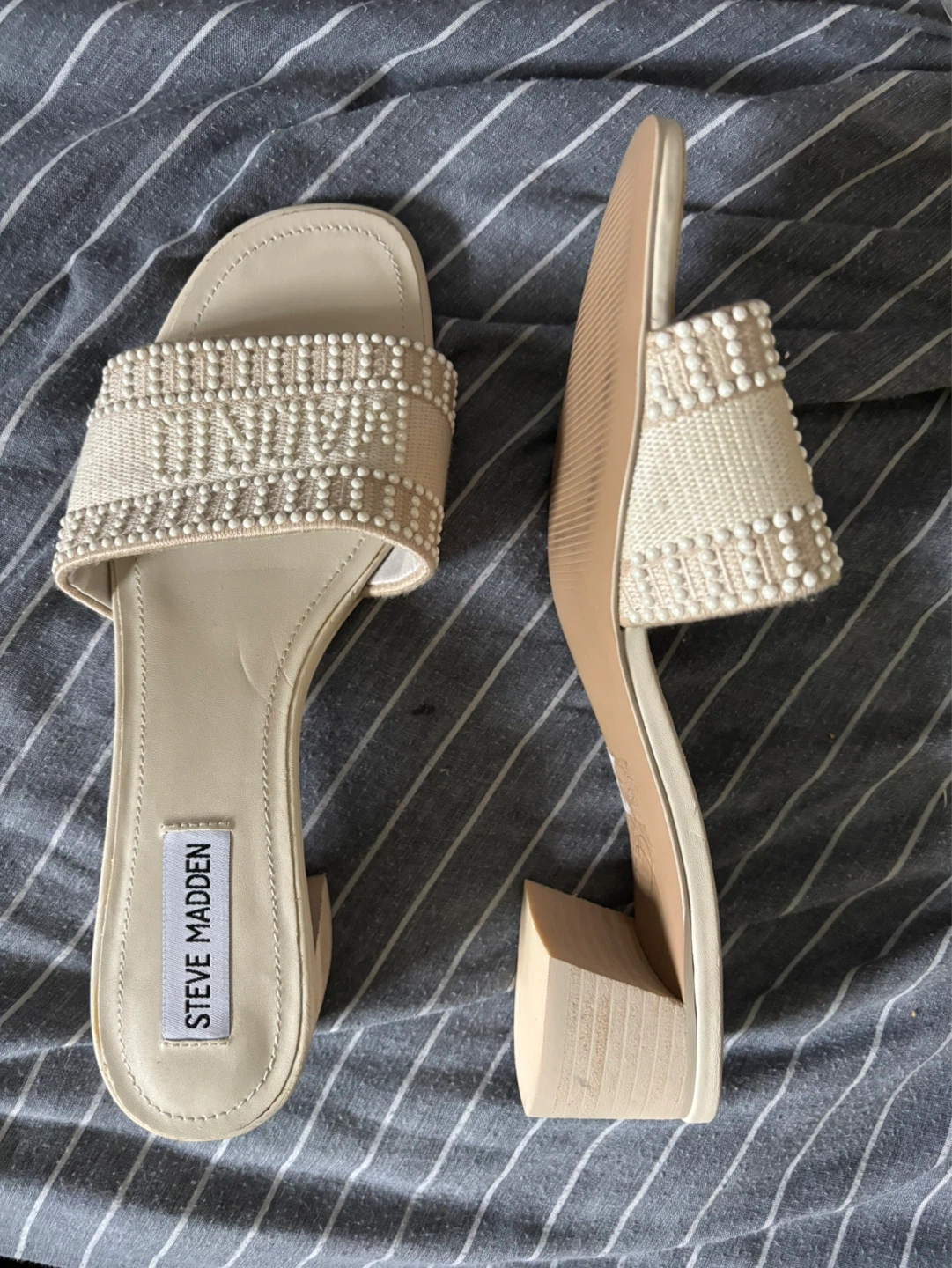 Steve Madden Women's Cream Embellished Slides - photo 2