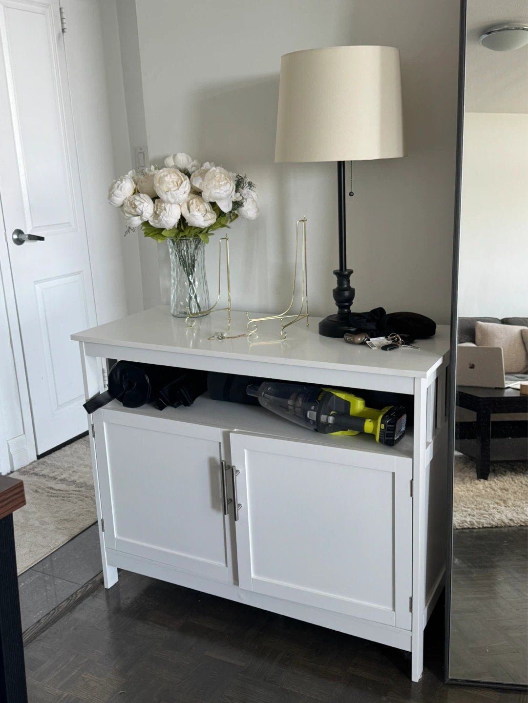 White Storage Cabinet with Dual Doors