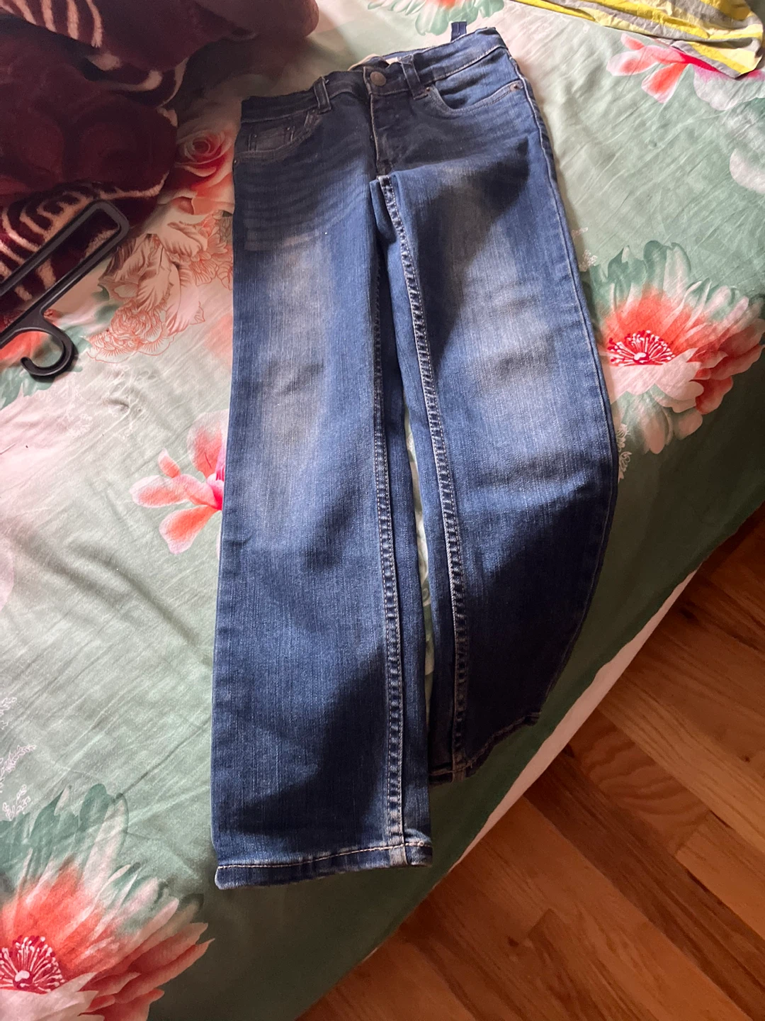 Blue denim jeans