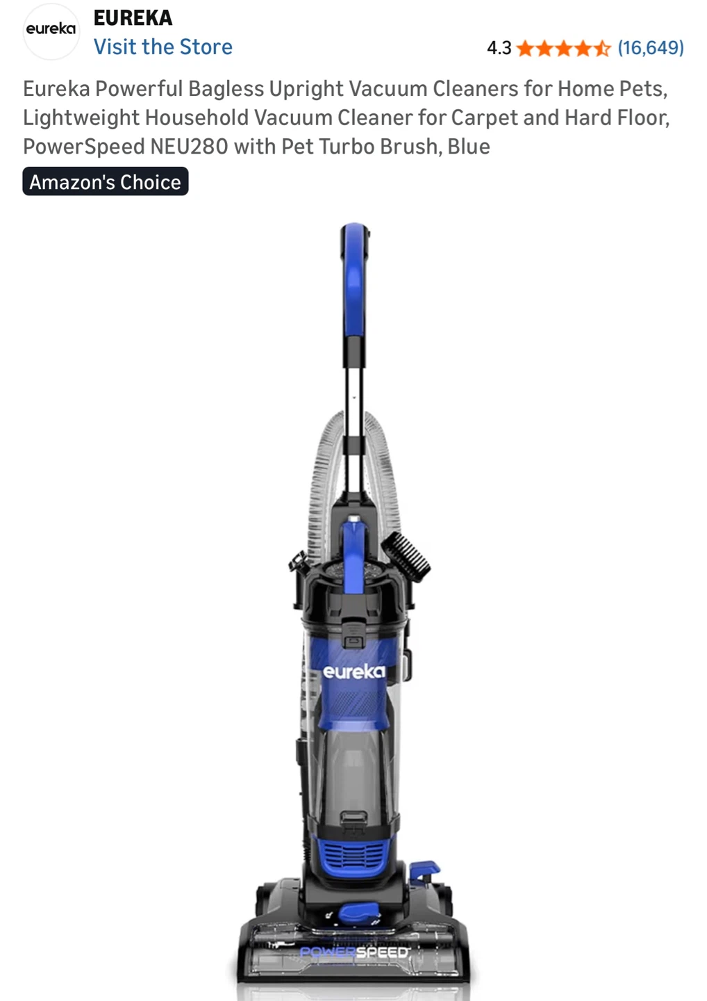 Eureka PowerSpeed Upright Vacuum Cleaner NEU280 - photo 4