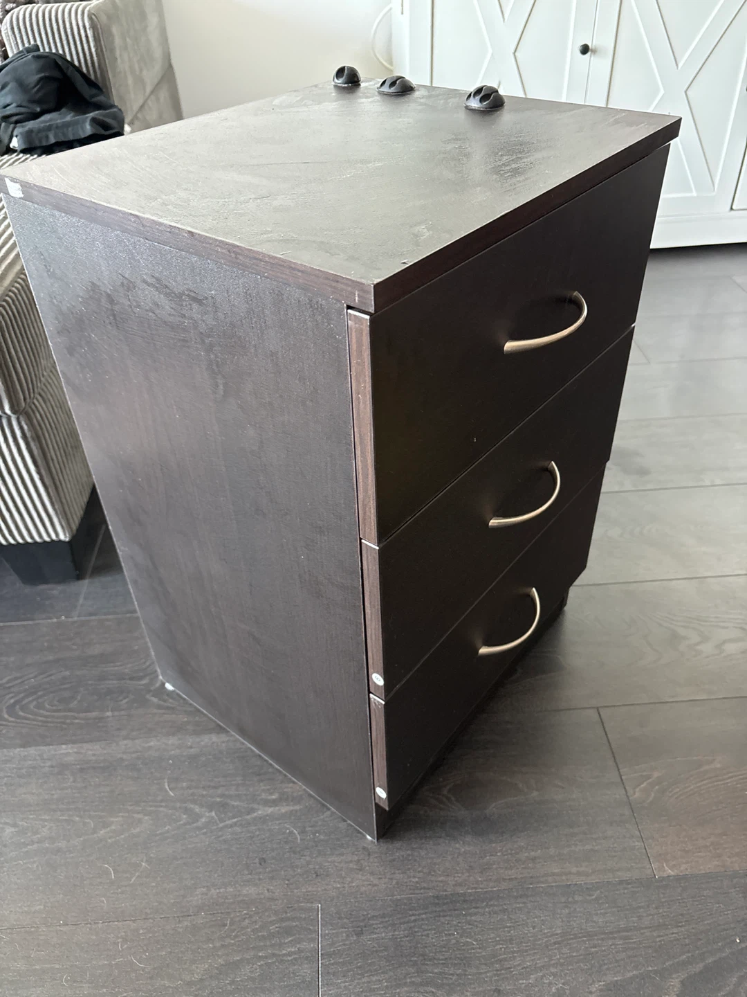 Dark Brown 3-Drawer Cabinet - photo 2