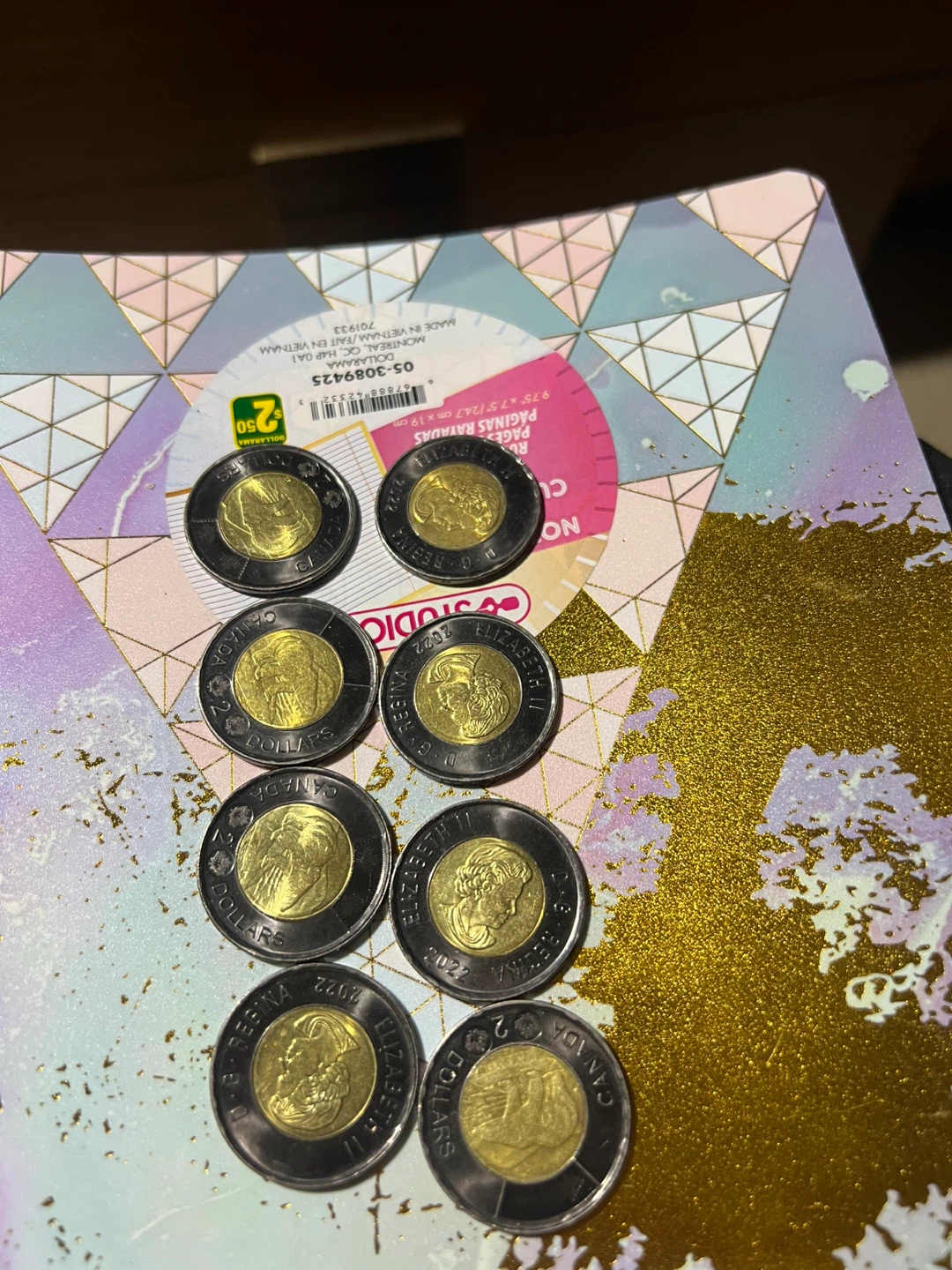 Eight Canadian $2 Dollar Coins