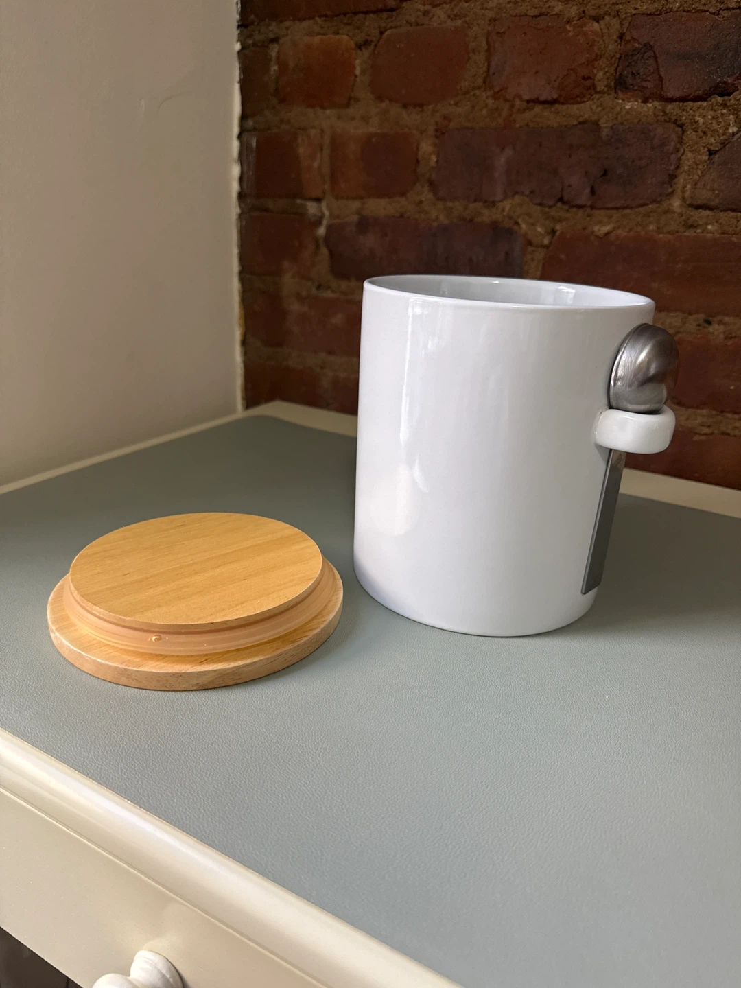 Crate & Barrel ceramic coffee grounds container - photo 3