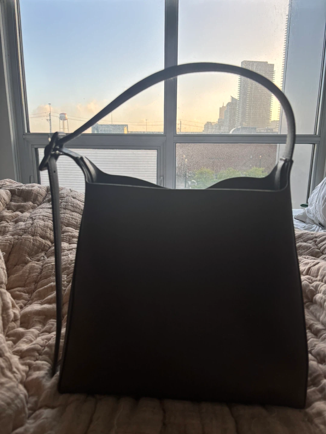 Dark Brown Leather Tote Bag mango