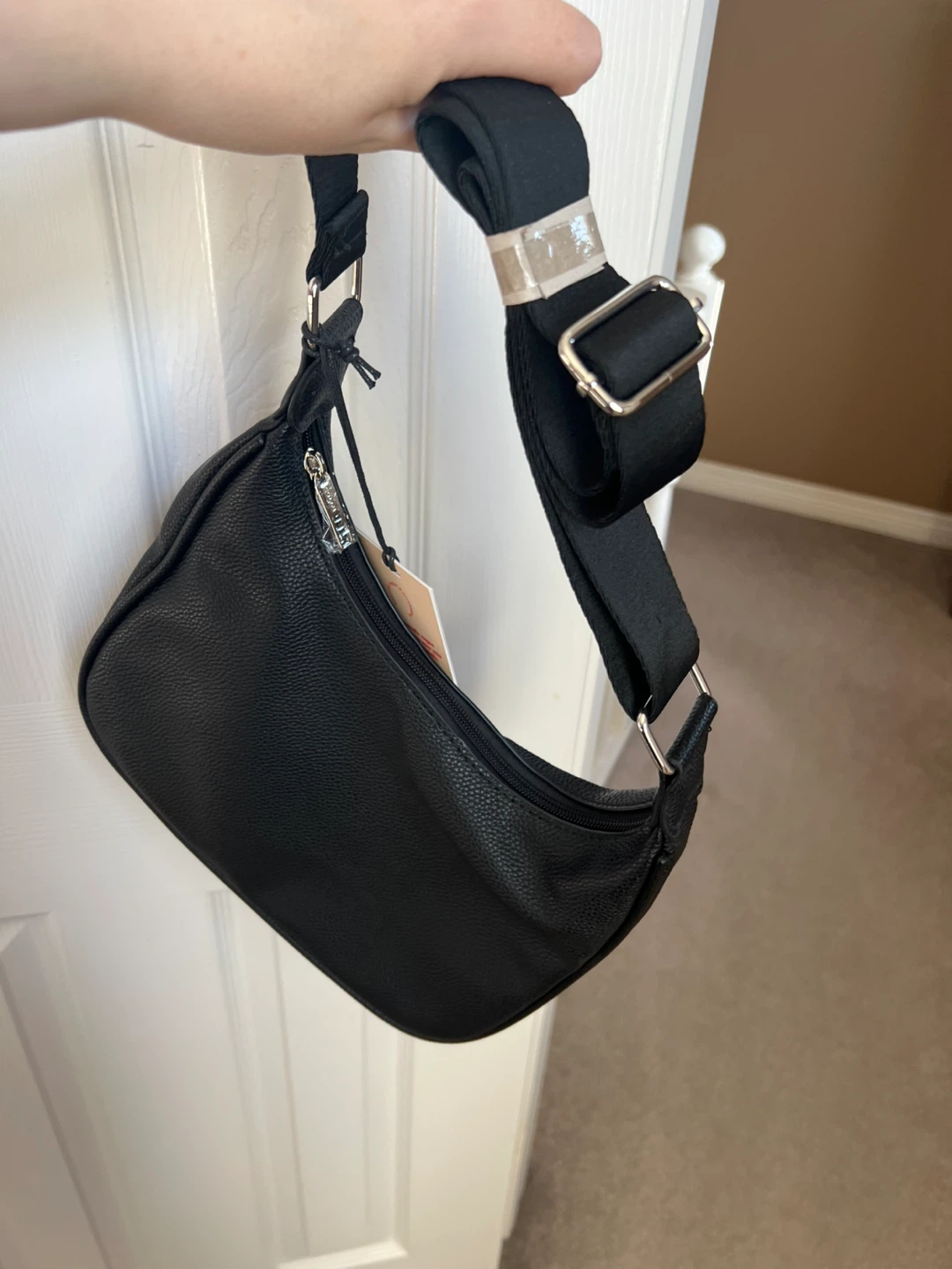 BNWT colab Black Vegan Leather Shoulder Bag - photo 3