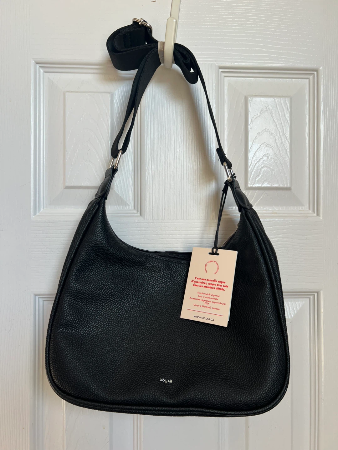 BNWT colab Black Vegan Leather Shoulder Bag