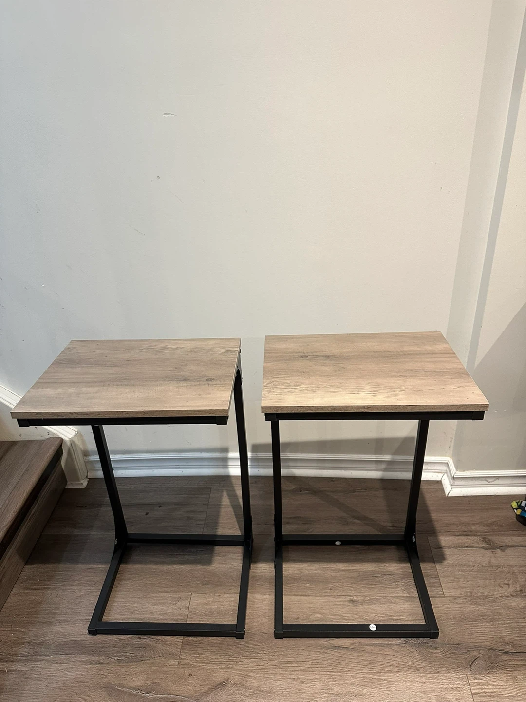 2x C-Shape Side Tables - Greige + Black