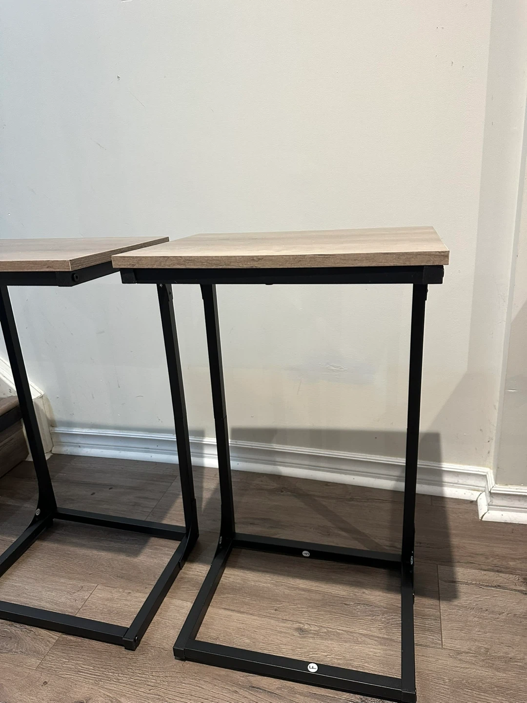 2x C-Shape Side Tables - Greige + Black - photo 3