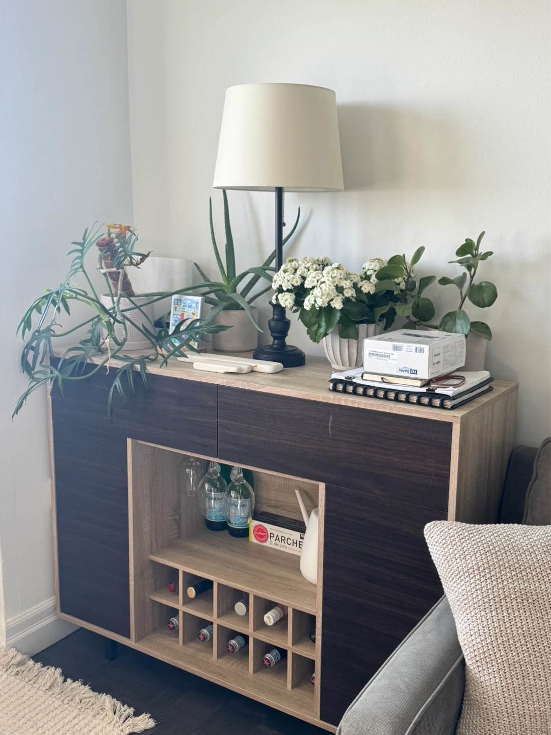 Modern Sideboard with Wine Rack and Glass Storage