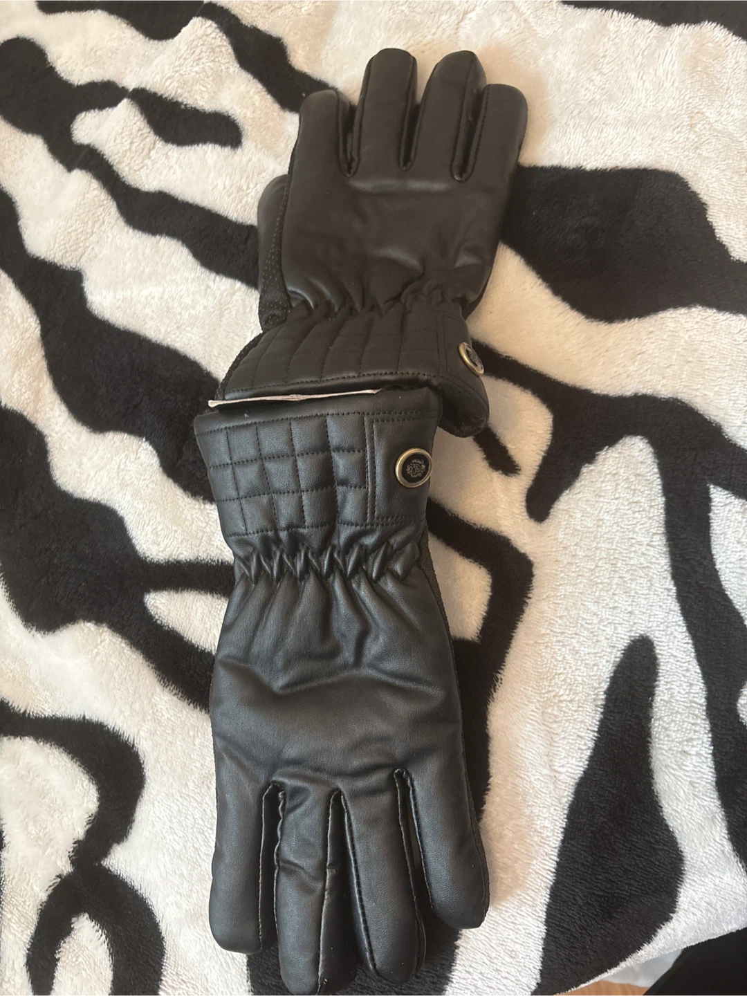 Black Faux Leather Gloves