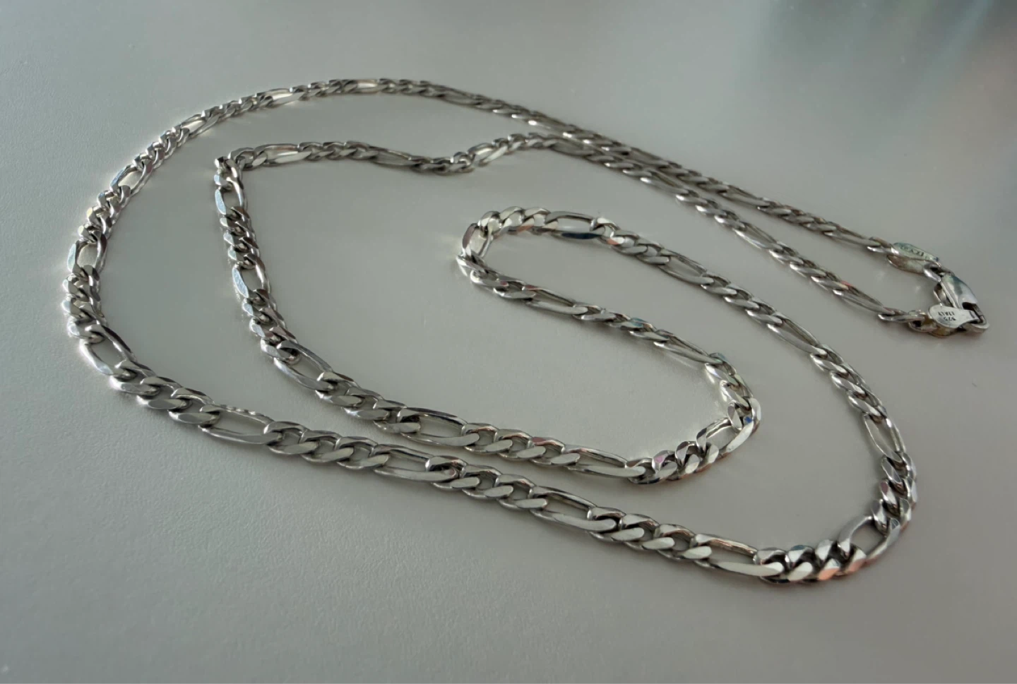 Silver Figaro Chain Necklace - photo 3