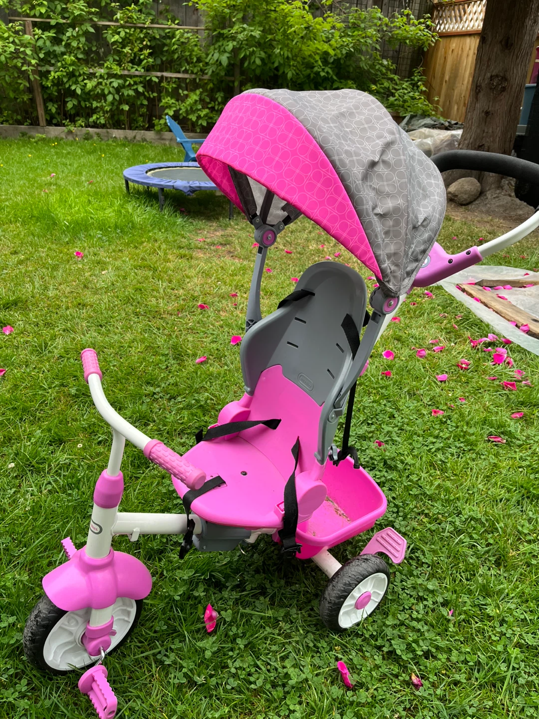 Pink and Grey Kids Tricycle with Canopy - photo 2