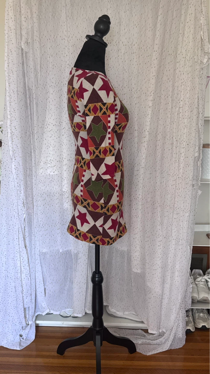Patterned 3/4 Sleeve Mini Dress - photo 3