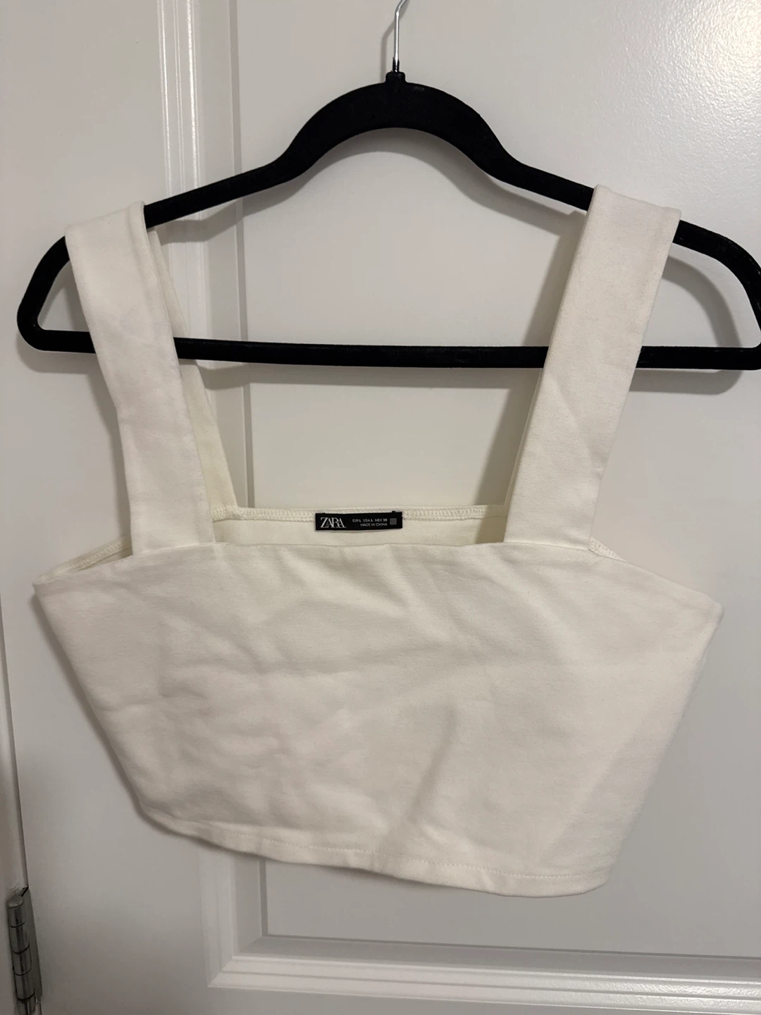 L- White Zara Cropped Tank Top