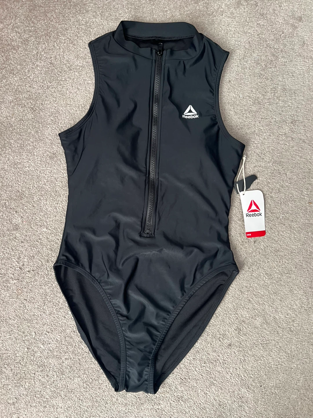 BNWT Reebok Black Zip-Up One-Piece Swimsuit- medium