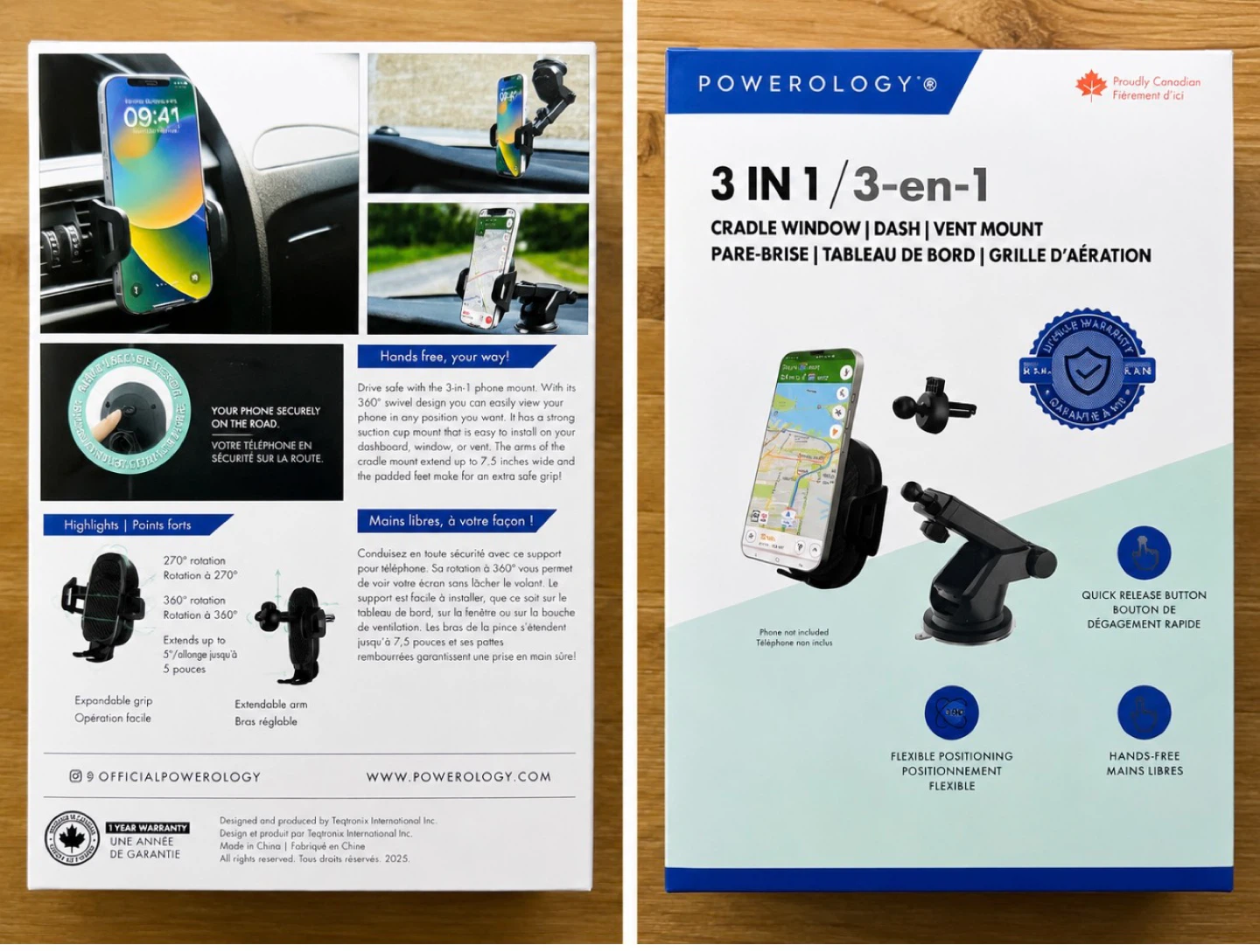 Powerology 3-in-1 Car Phone Mount