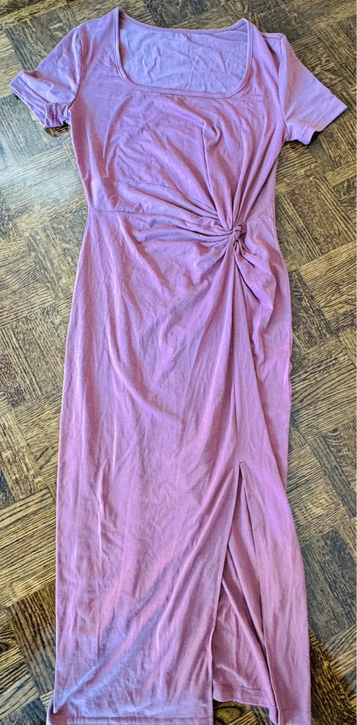 Women's Ruched Knot Midi Dress - Mauve
