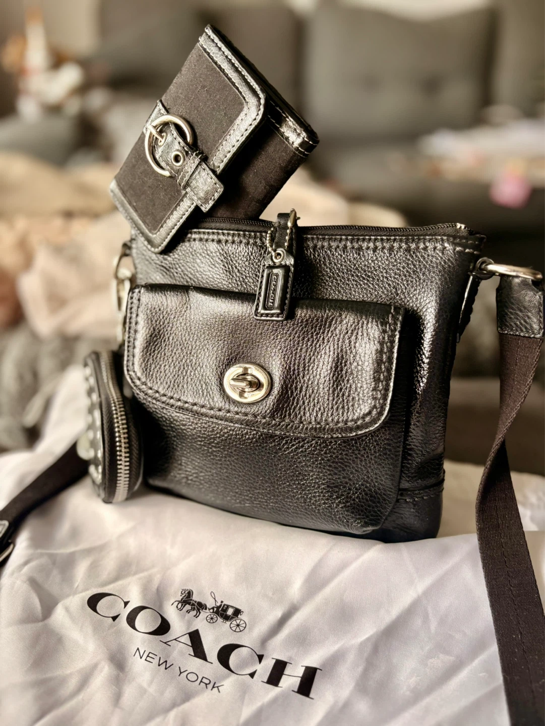 Coach Black Leather Crossbody Bag with Wallet and Coin Purse - photo 2