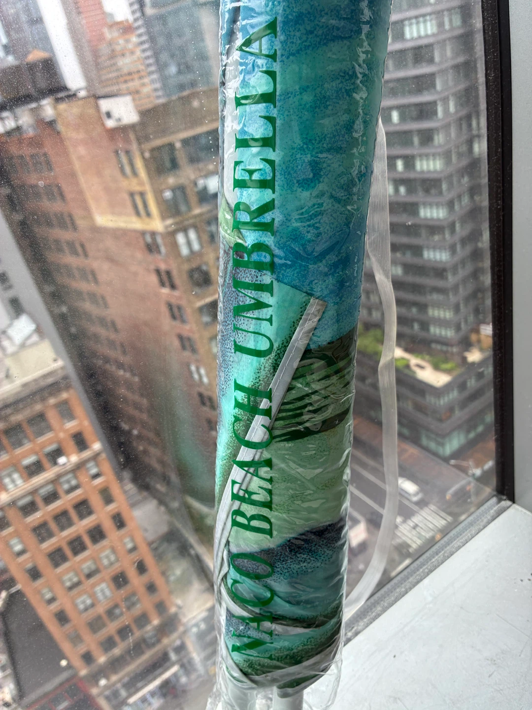 Beach Umbrella like new blue/green sun shade summer - photo 2