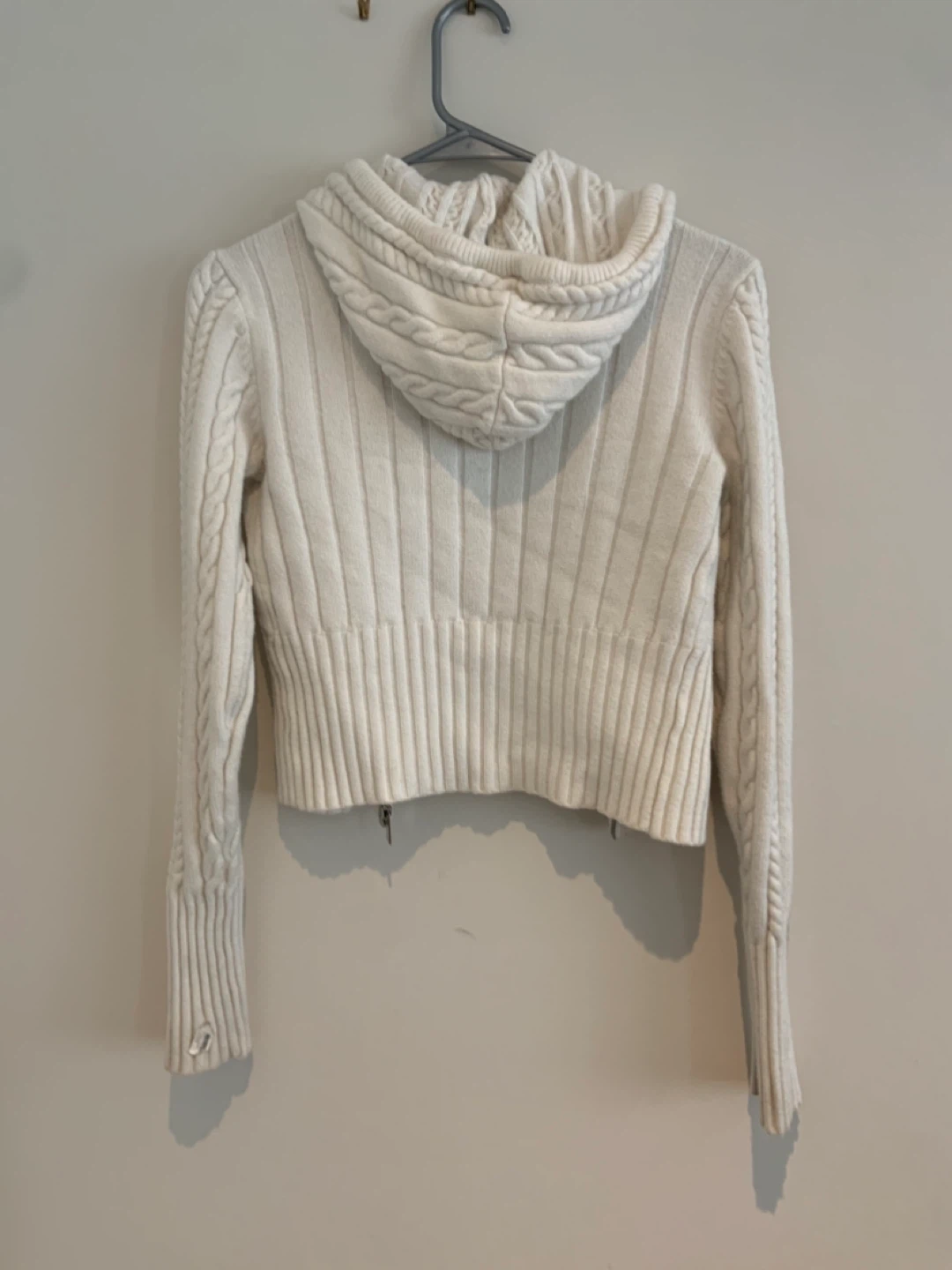 Streetwear Society White Cable Knit Zip-Up Hoodie - Size L - photo 2