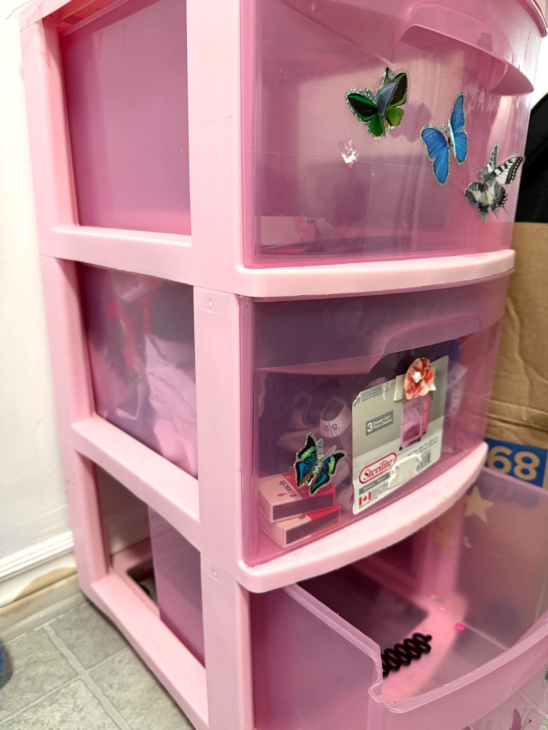 Sterilite 3 Drawer Plastic Storage Cart