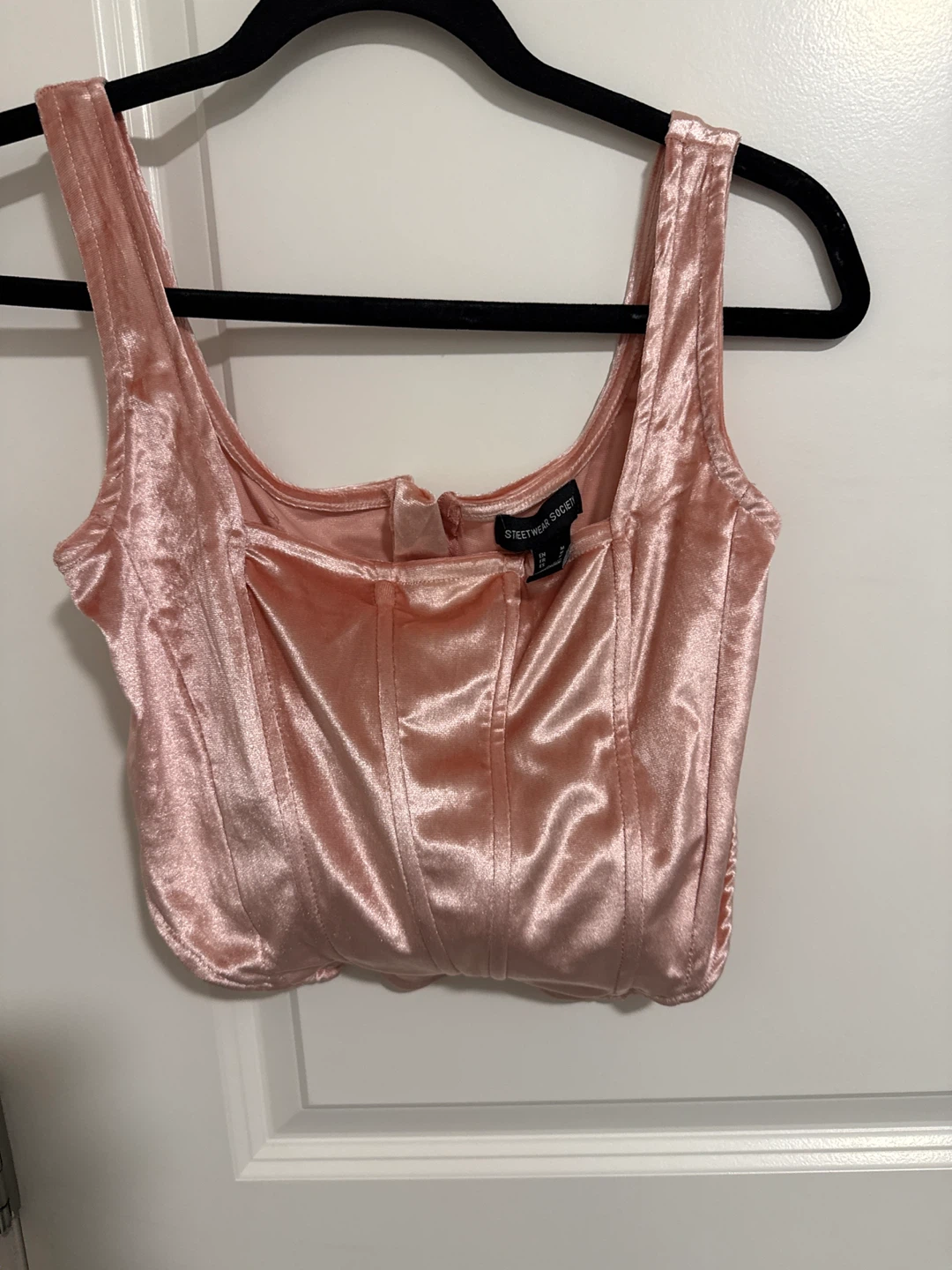 M- Streetwear Society Pink Velvet Corset Top