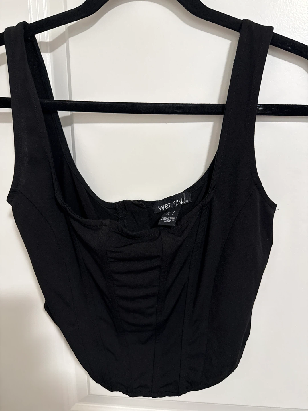 S- Wet Seal Black Corset Top with Zipper