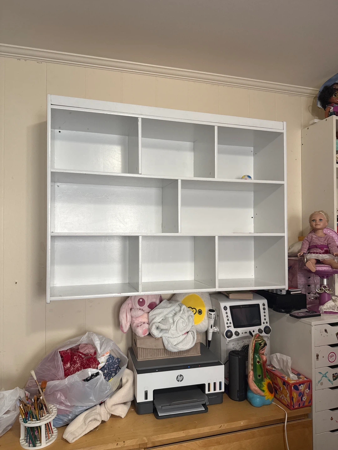White Wall Shelf with Multiple Compartments
