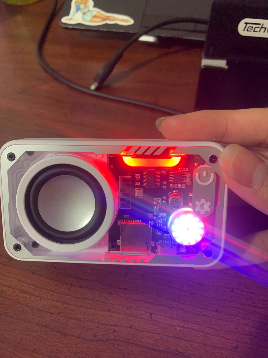 White Portable Bluetooth Speaker with LED Lights - photo 3