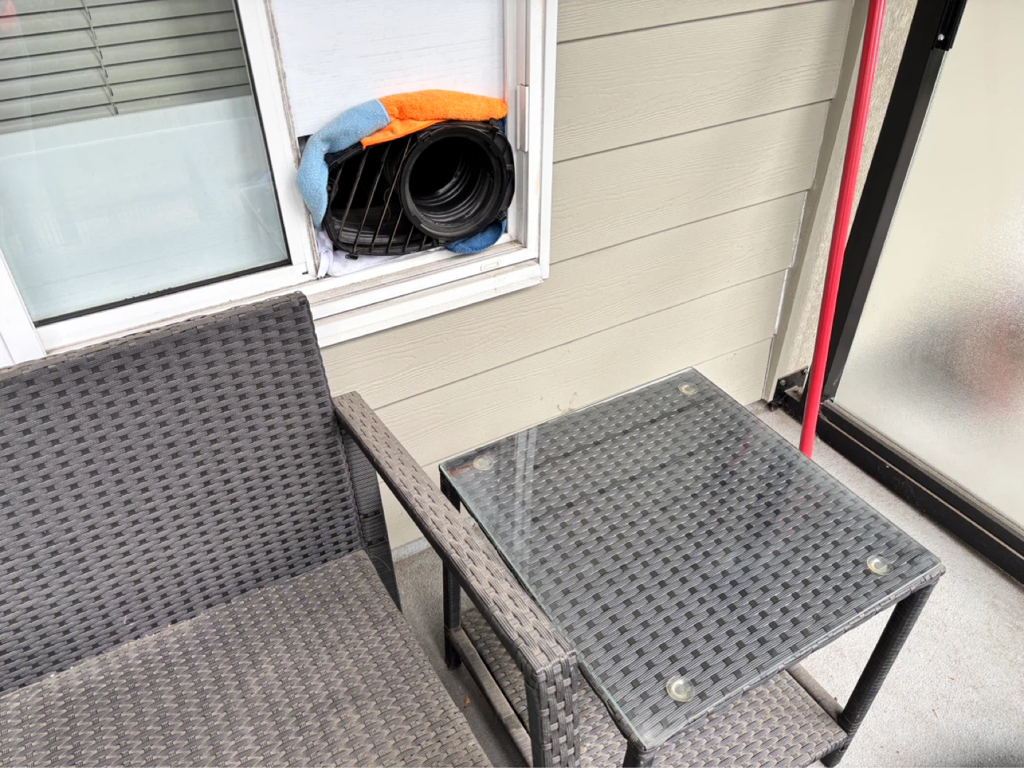 Two Patio Chairs with Table & Cushions