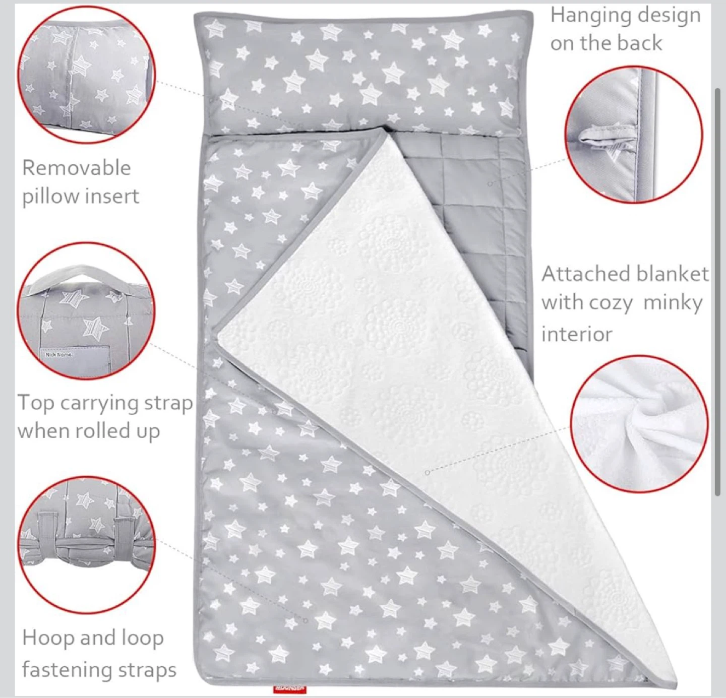 New Nap Mat with Pillow - Gray Stars - photo 4