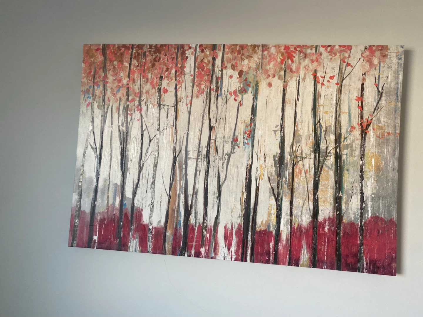 Canvas Wall Art - Birch Trees with Red Foliage