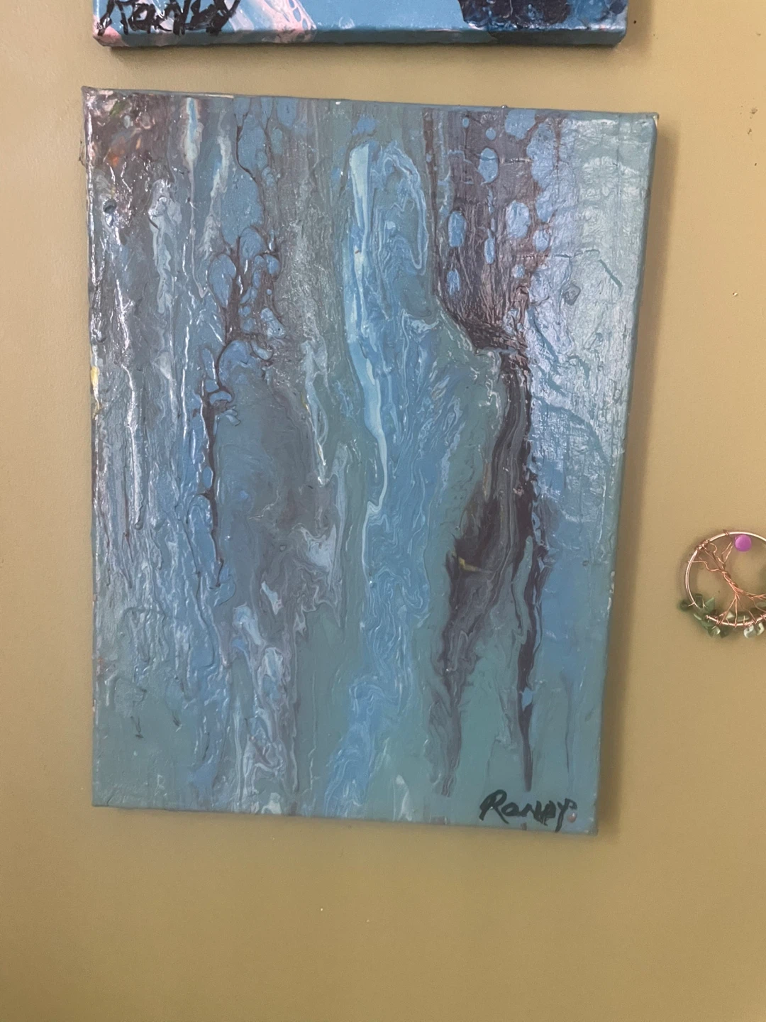 Blue Abstract Pour Painting