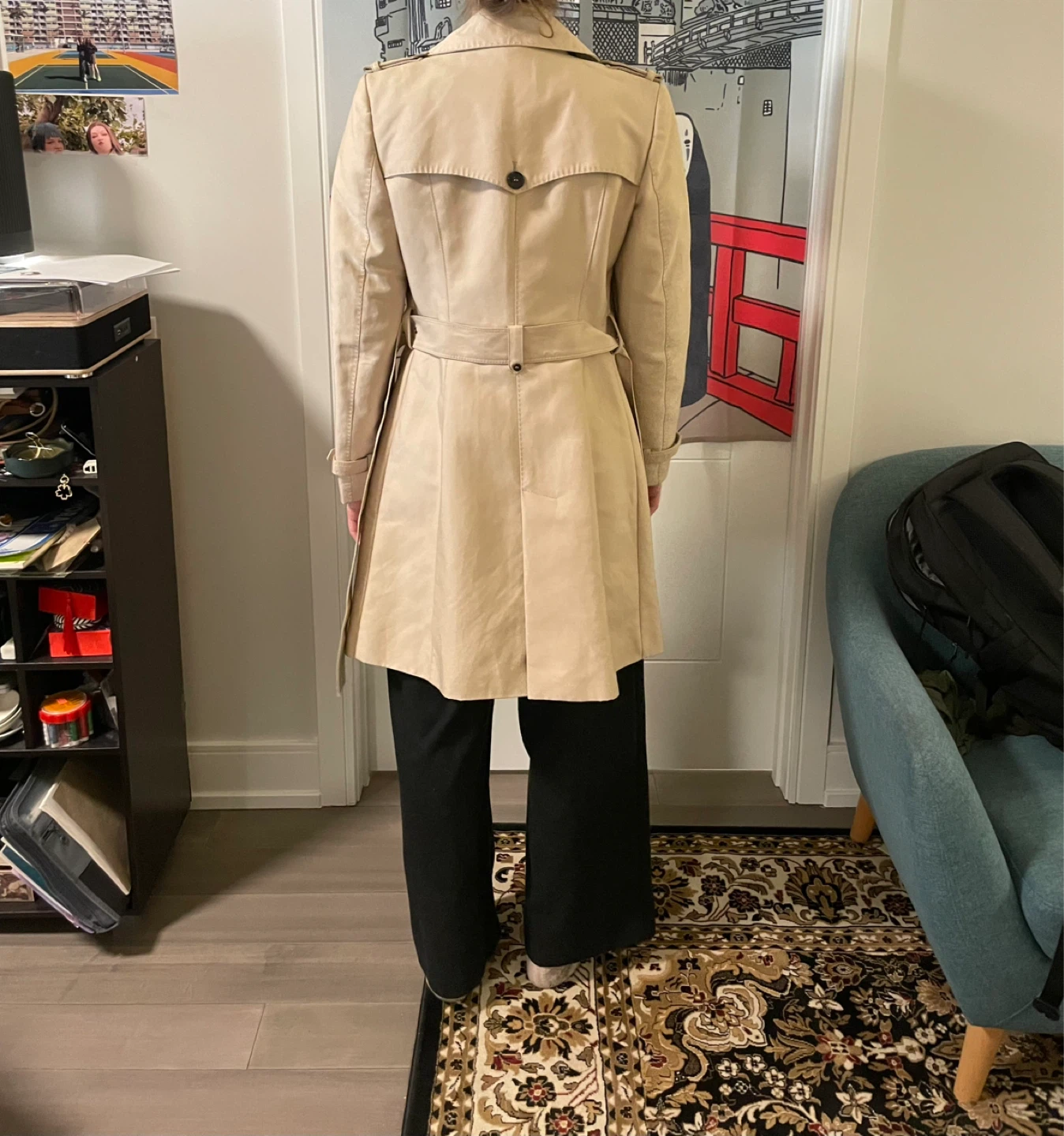 Beige Trench Coat with Belt - photo 3