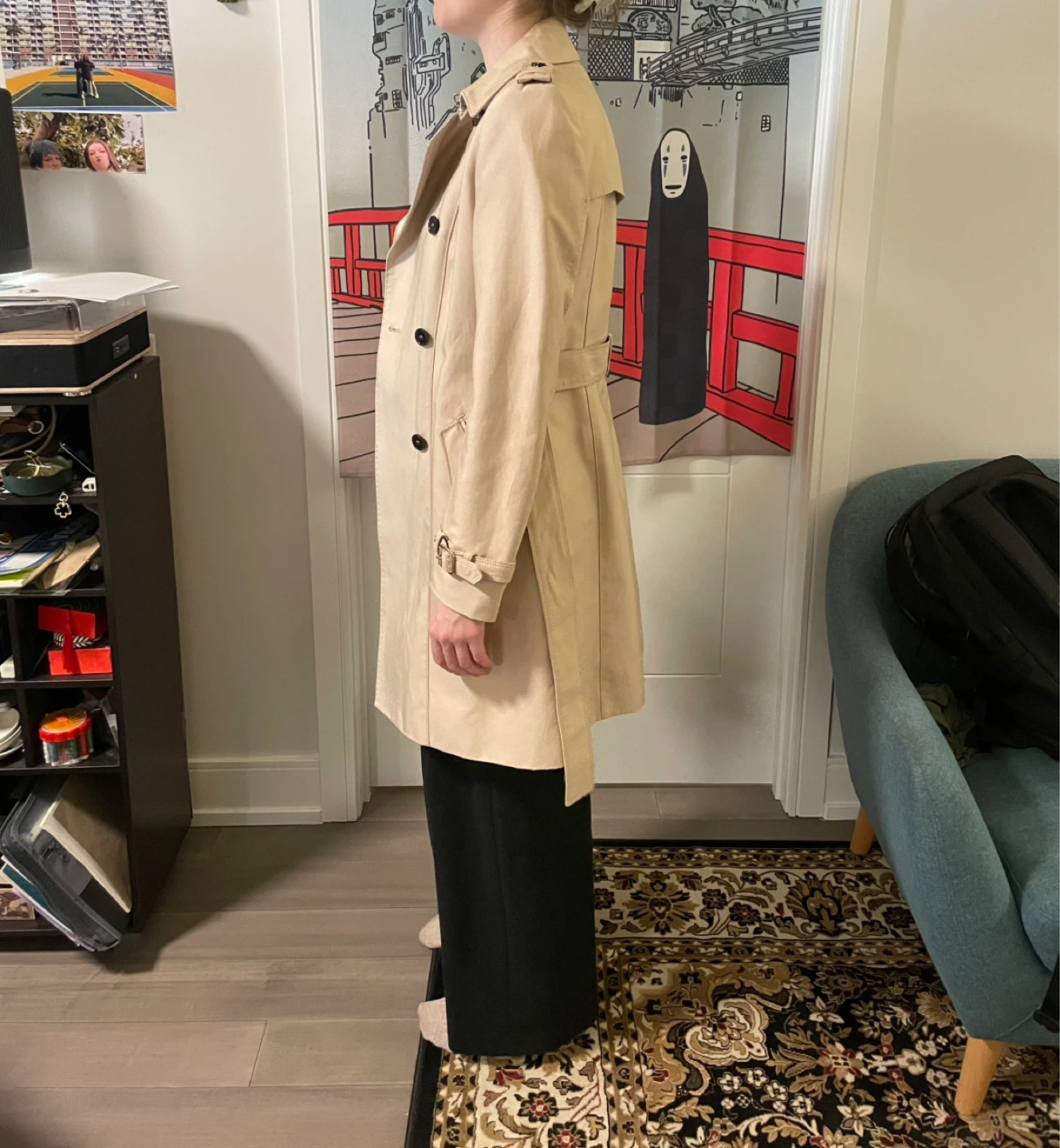 Beige Trench Coat with Belt - photo 2