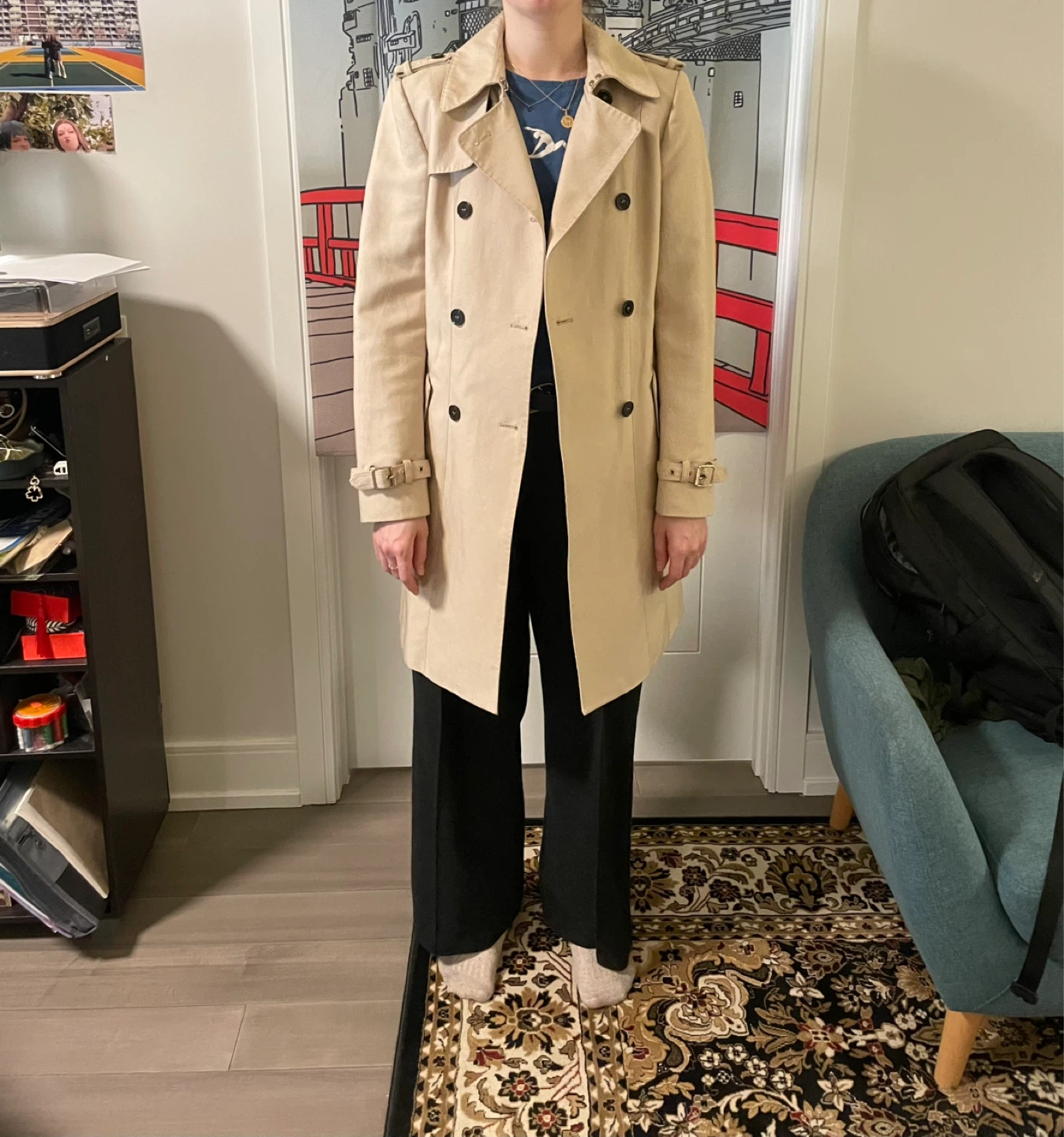Beige Trench Coat with Belt