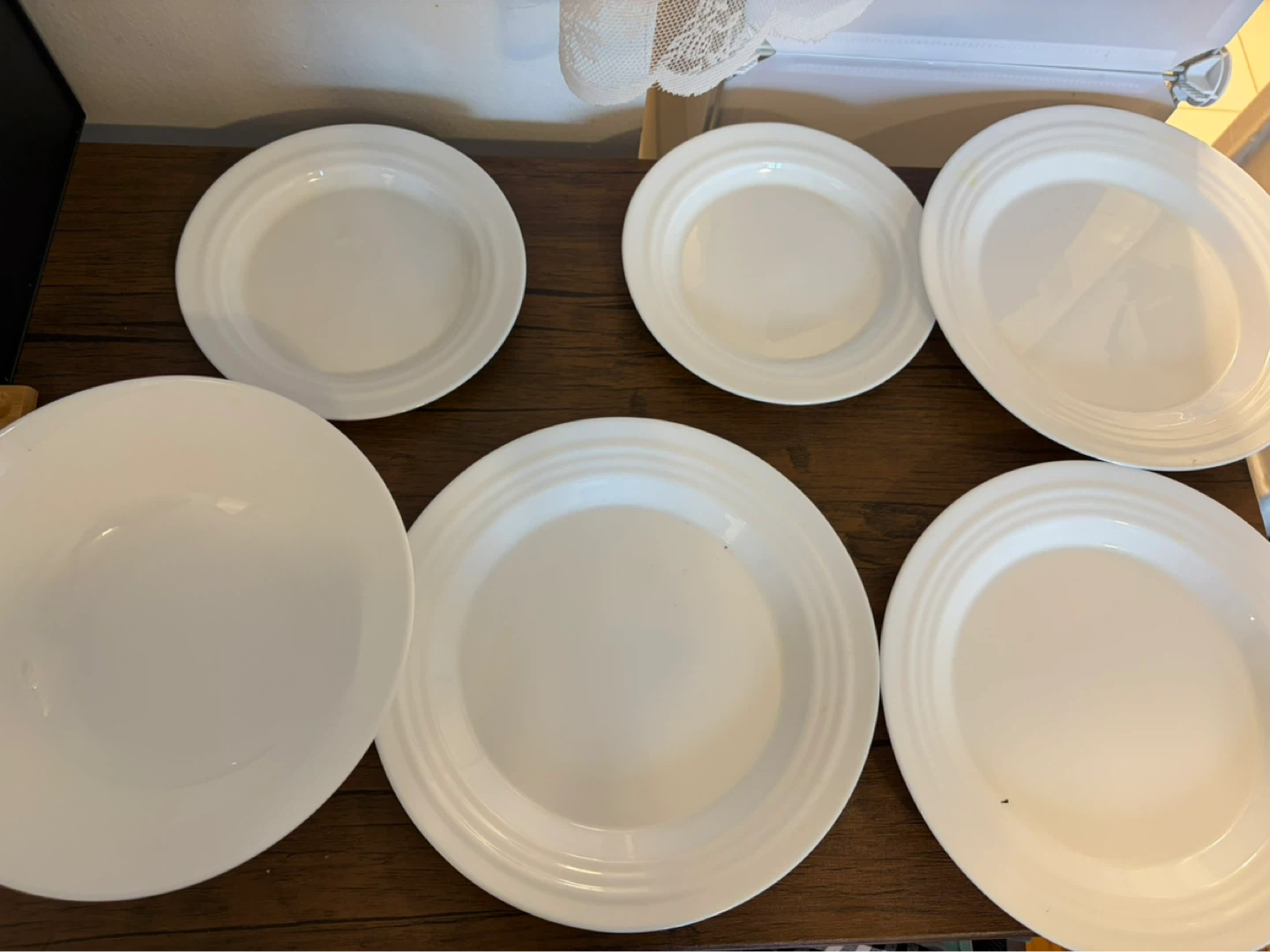 White Ceramic Serving Bowl and Plates Set