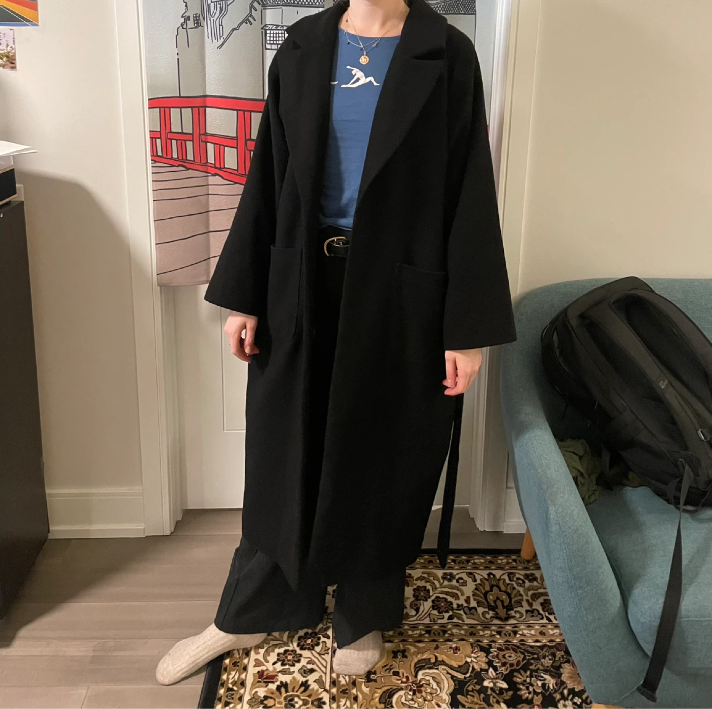Black Belted Maxi Coat