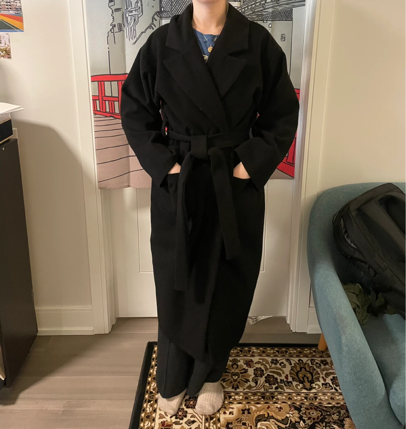 Black Belted Maxi Coat - photo 2