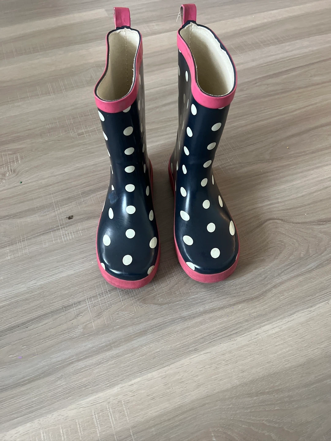Navy Blue Polka Dot Rain Boots - Size 3 - photo 2