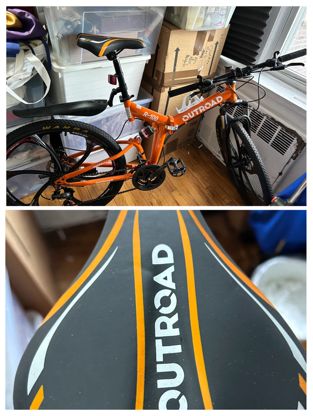 OUTROAD R-100 Folding Mountain Bike - Orange, 26" Wheel