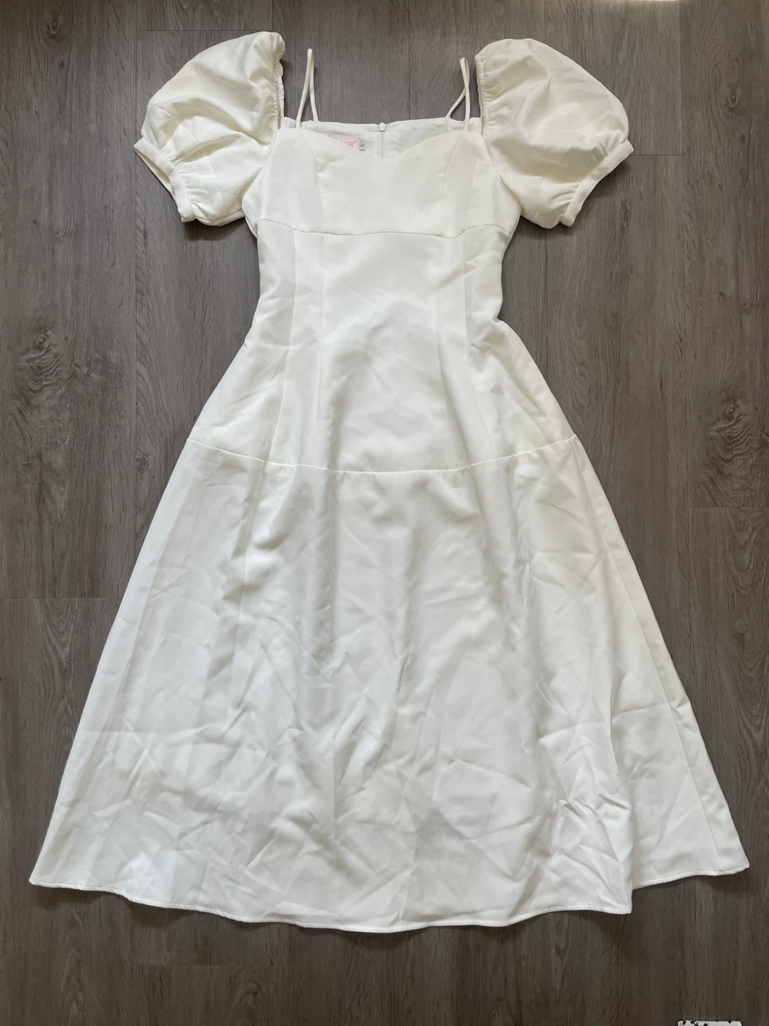 Blingor Women's White Puff Sleeve Midi Dress Size S - photo 2