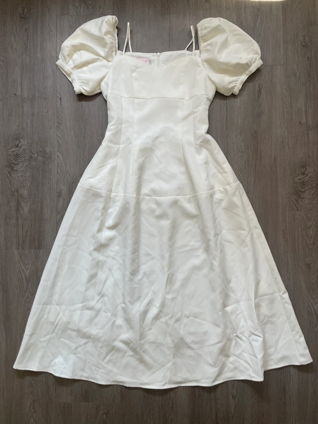 Blingor Women's White Puff Sleeve Midi Dress Size S - photo 3