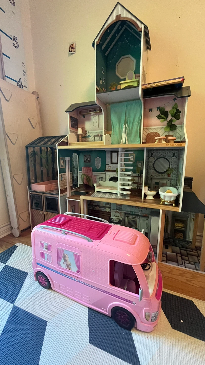KidKraft Dollhouse with Wooden Furniture and Barbie Camper RV