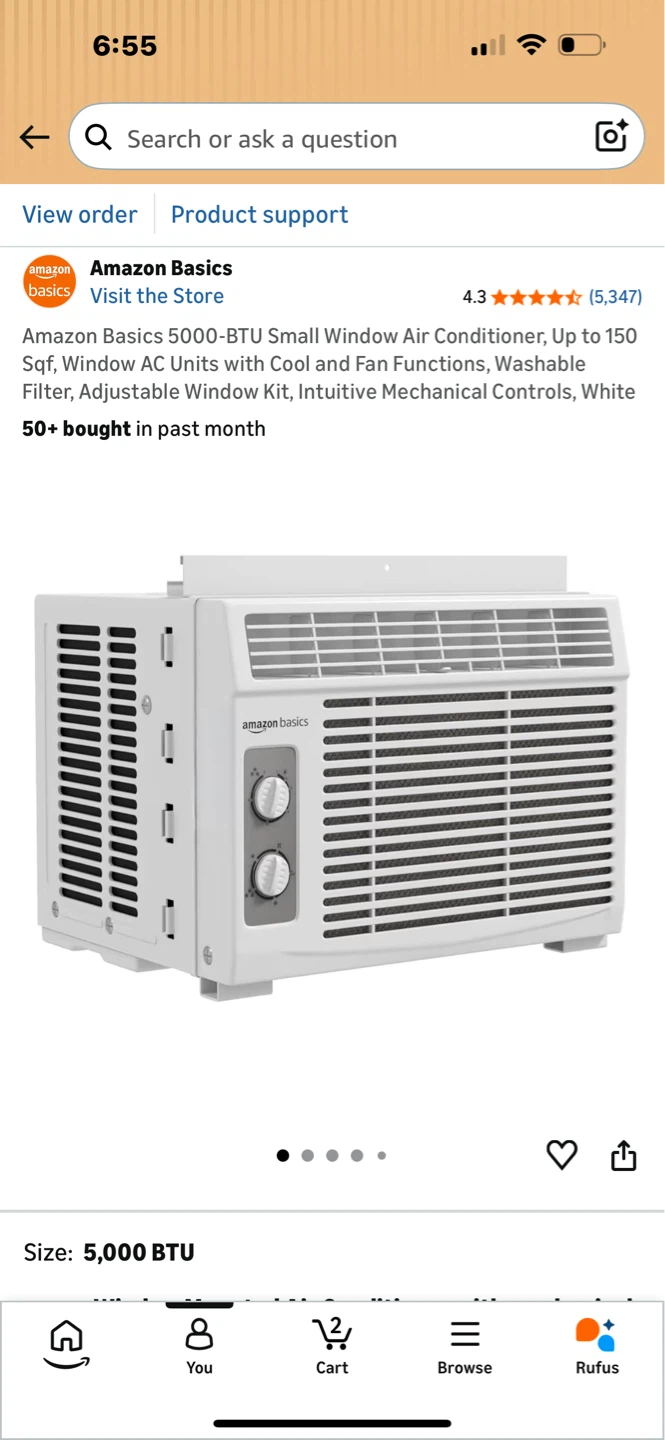 Amazon Basics 5000-BTU Window Air Conditioner - White