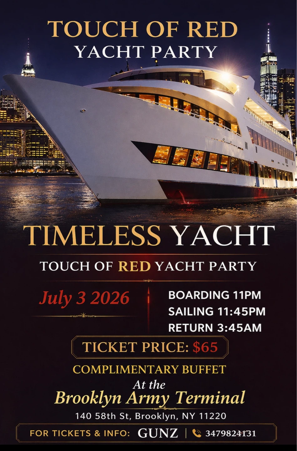 Touch of Red Yacht Party Ticket - July 3, 2026