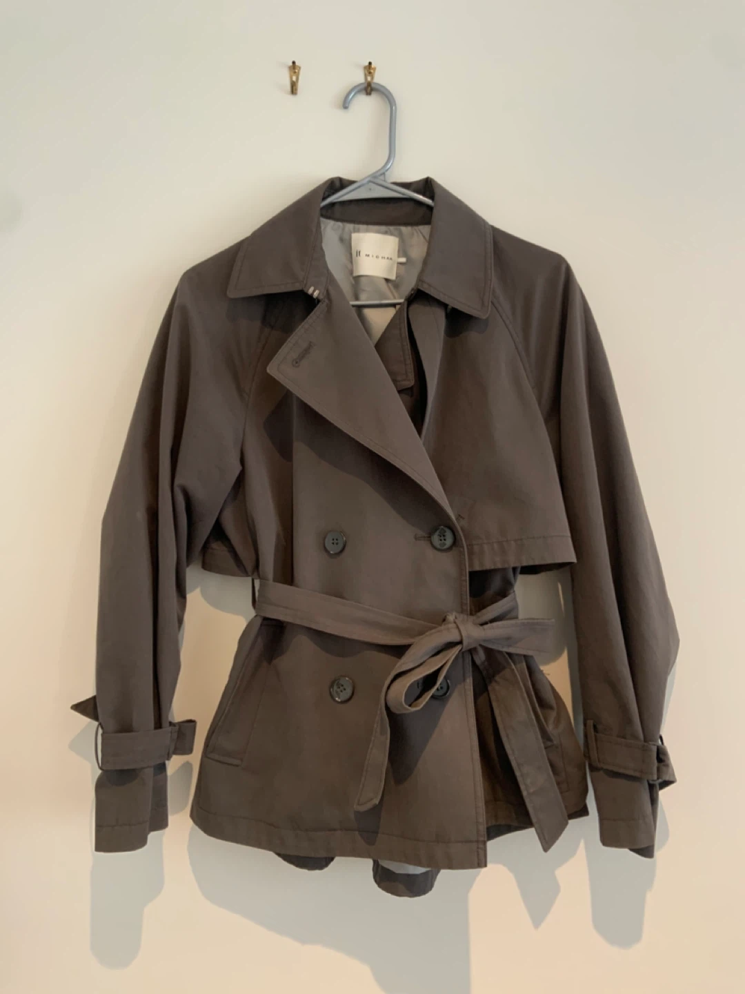 Double-Breasted Trench Coat - Grey