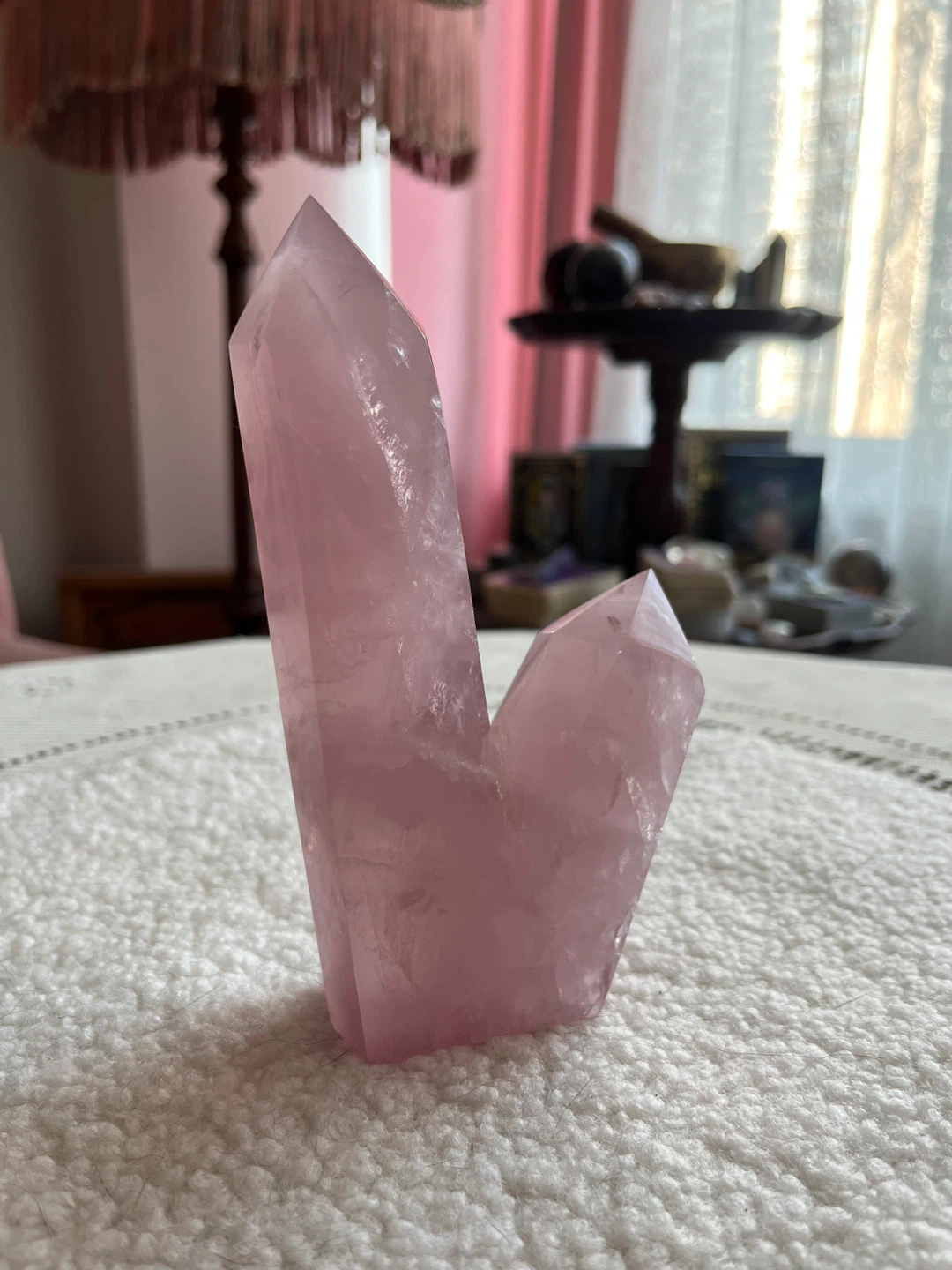 Rose Quartz Double Point, Stunning Statement Piece