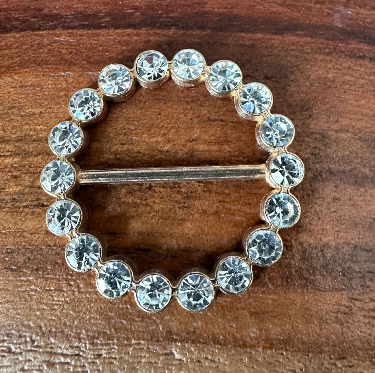 Gold Tone Decorative Buckle with Rhinestones