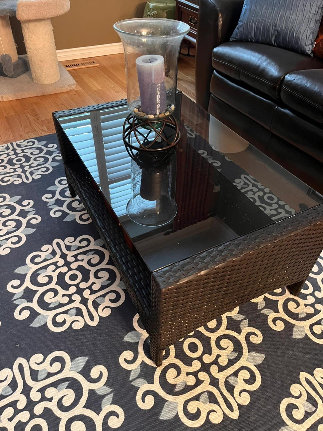 Wicker Coffee Table with Glass Top - photo 2
